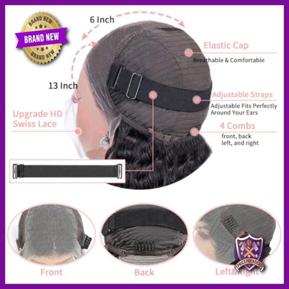 13x6 Deep Wave Lace Front Wig 30 Inch Human Hair HD Lace Glueless Pre Plucked
